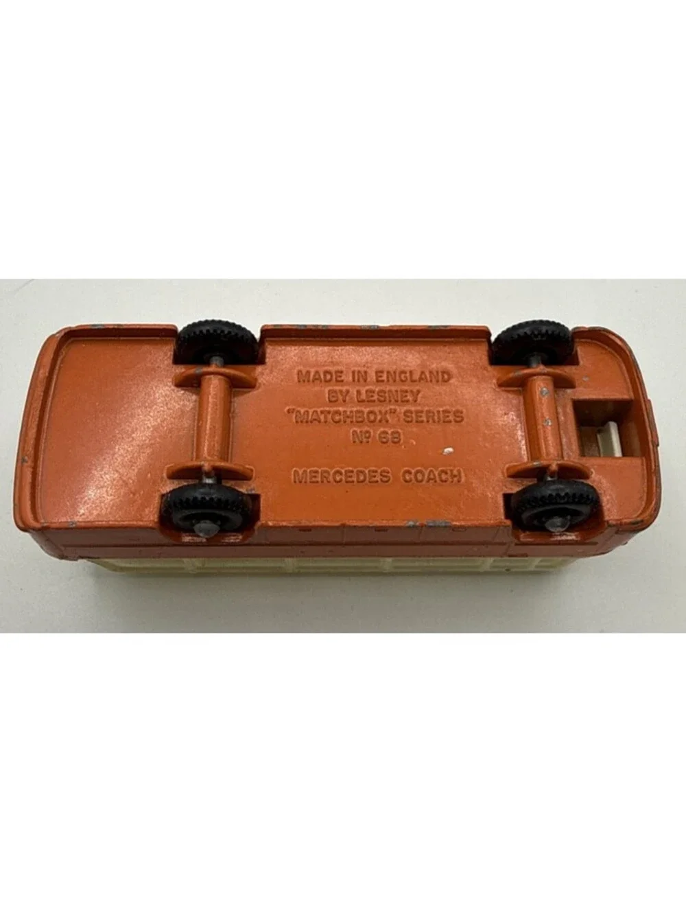 LESNEY MATCHBOX MERCEDES COACH BUS NO. 68 ORANGE / WHITE